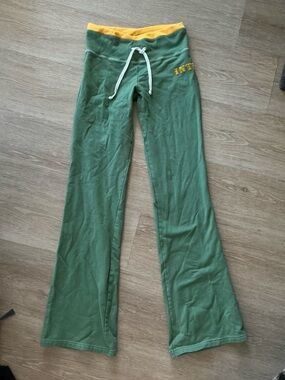 Y2K vintage low rise Green yellow sweatpants flare